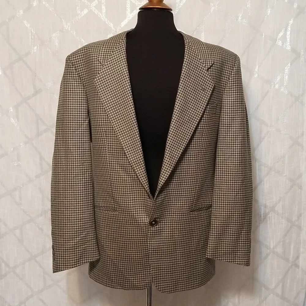 Emanuel Ungaro Houndstooth Blazer Wool Jacket Business Career